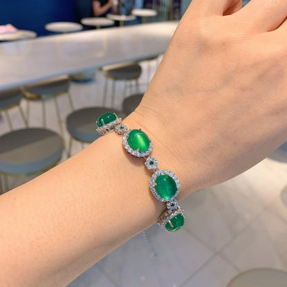 SUYU Summer Geometric Fashion Green Fluorescent Bracelet Round Set Zircon Bracelet Birthday Gift for Women