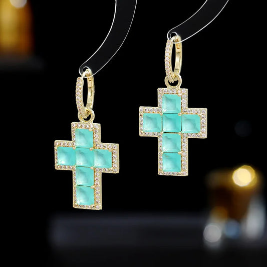 Women's Earrings Designer Detachable Double Wear Circular Women's Cross Earrings