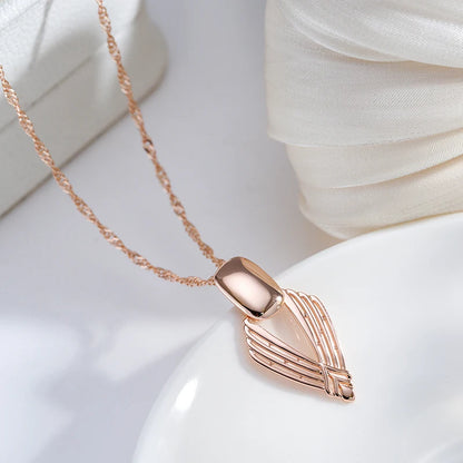 Kinel New Fashion Glossy Pendant Necklace for Women Unusual Geometry Hollow 585 Rose Gold Color Ethnic Bride Daily Fine Jewelry