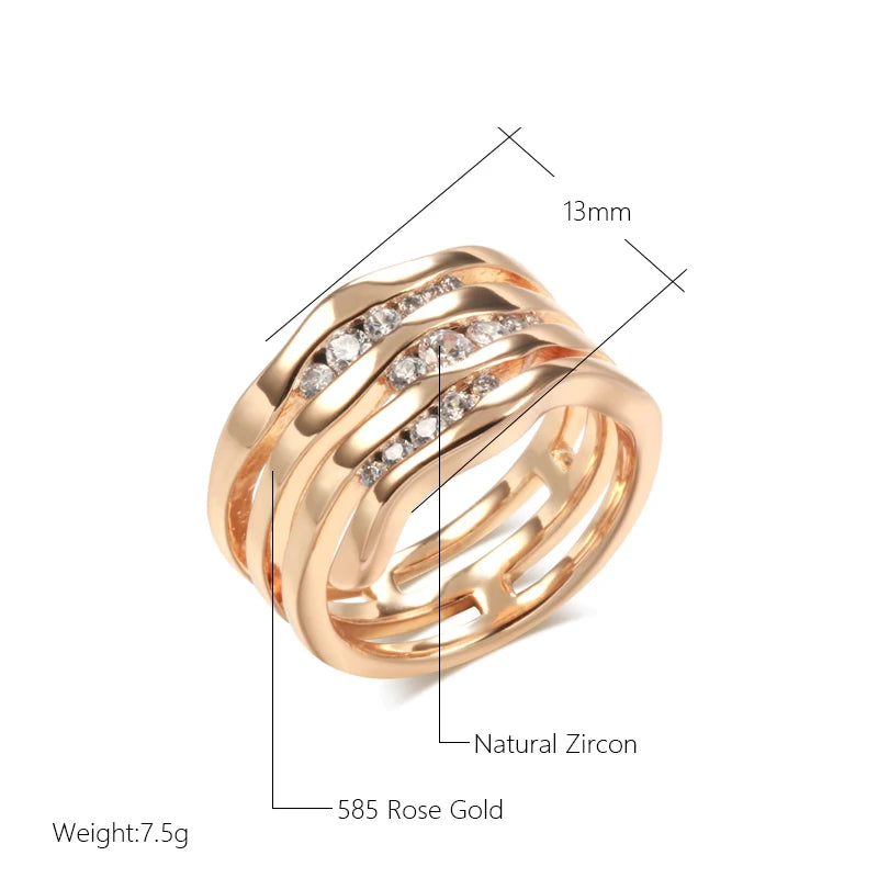 Wbmqda Unique 585 Rose Gold Color Zircon Ring For Women Fashion Modren Style High Quality Daily Personalized Jewelry Accessories