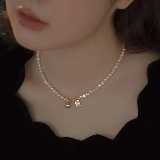 SUYU Baroque Freshwater Pearl Women's Light Luxury Design Versatile Collarbone Chain Fashion Jewelry Daily Accessories