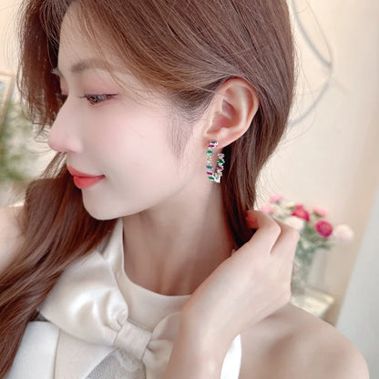 SUYU Ladies Light Luxury Design Colorful Tassel Earrings Elegant Fashionable Versatile and Unique Design Sense Earrings