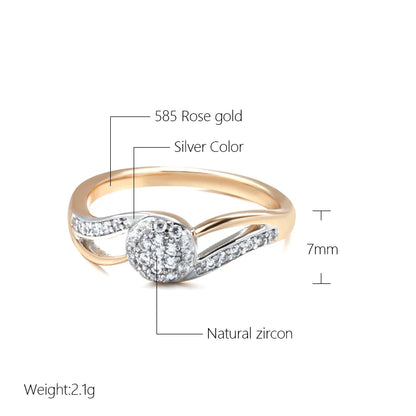 Wbmqda Sparkling Bridal Wedding Ring For Women 585 Rose Gold Silver Color Full Zircon Setting Luxury Fashion Jewelry Accessories