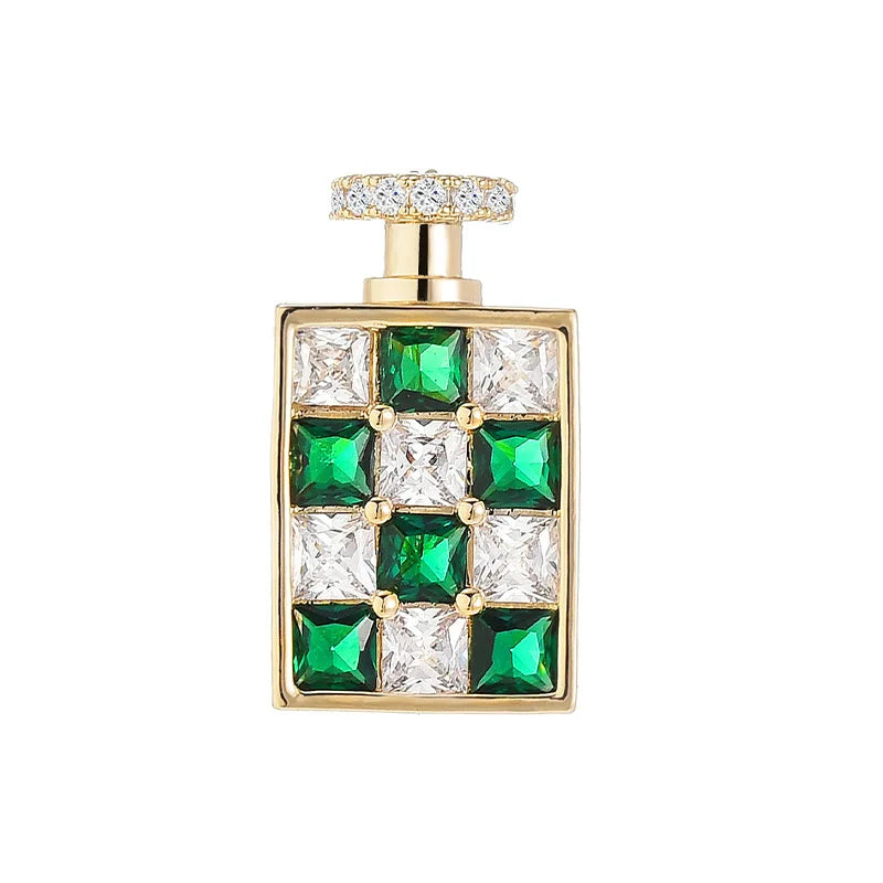 SUYU Vintage Perfume Bottle Copper Micro Inlaid Cubic Zirconia Brooch Women's Fashion Coat Accessories