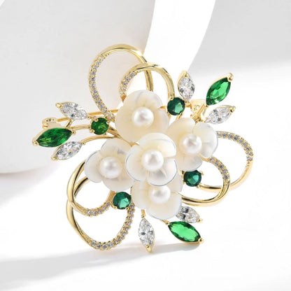 SUYU   Flower And Leaf Brooch Fashion Corsage Coat Suit Accessories