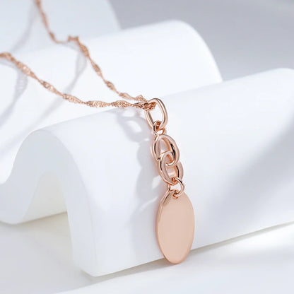 Kinel Hot Fashion Glossy Pendant Necklace 585 Rose Gold Simple Geometry Earrings For Women High Quality Daily Fine Jewelry