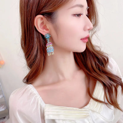 Ladies' light luxury elegant three-dimensional water droplet wind chime earrings fashionable and versatile niche design earrings