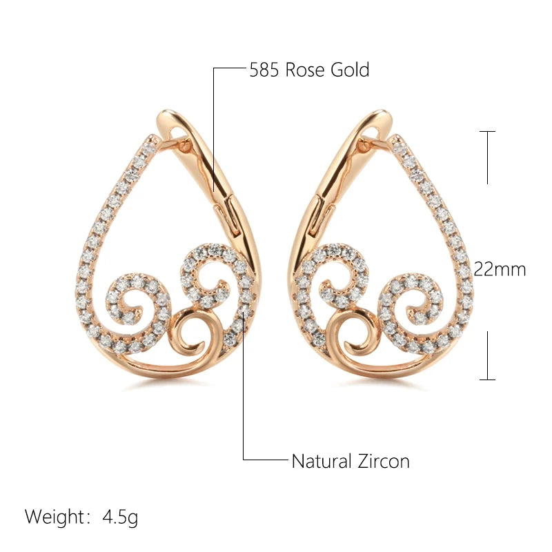 Wbmqda Ethnic Crystal Flower Drop Earrings For Women Natural Zircon Setting Vintage Luxury Jewelry Accessories