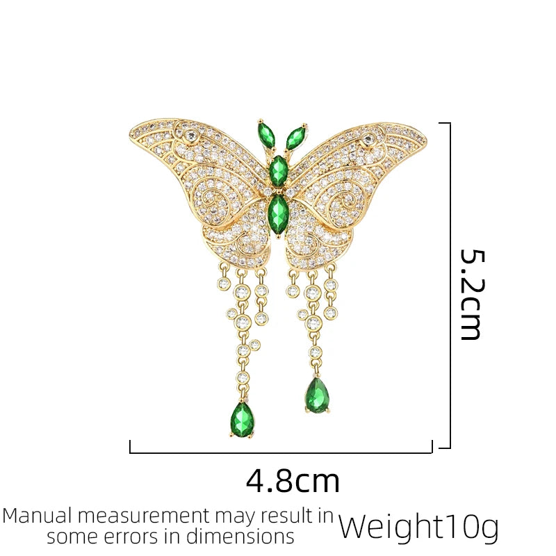 SUYU Copper Women's Light Luxury Brooch Fashion Tassel Butterfly Brooch Jewelry Gift Clothing Accessories