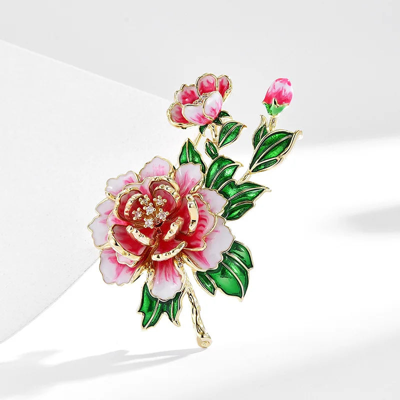 SUYU Women's light luxury elegant peony brooch fashionable and versatile niche design sense brooch daily accessories