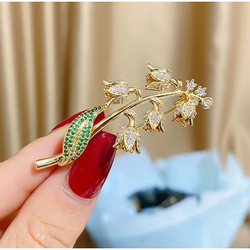 style new green designer style lily of the valley shaped orchid brooch leaf clothing elegant and creative clothing accessories