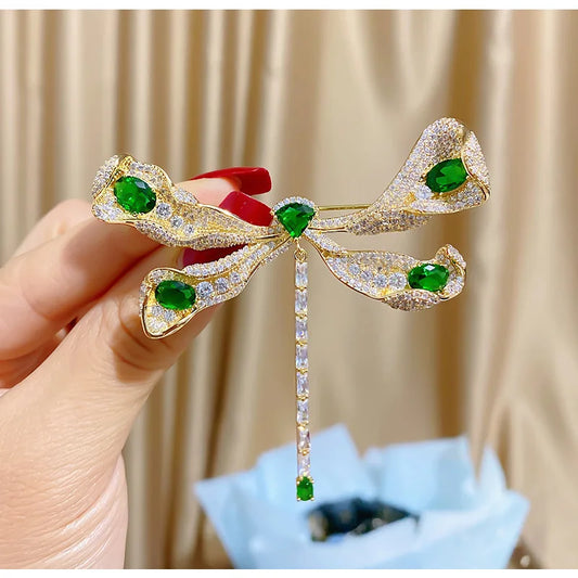 Korean Style Elegant Cubic Zirconia Dragonfly Brooch Atmosphere Fashion Coat Coat Coat Clothing Pin Creative Accessories Female