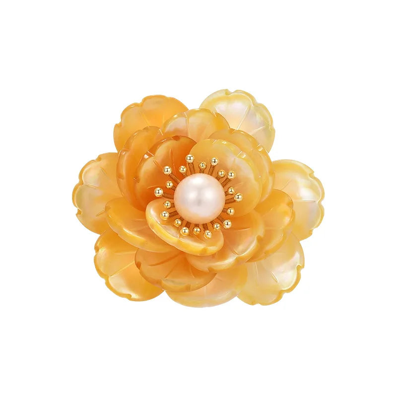 SUYU Autumn Chinese Style Peony Flower Simulation Pearl Brooch Palace Cheongsam Accessories Female Accessory Pins