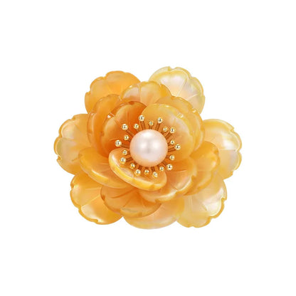 SUYU Autumn Chinese Style Peony Flower Simulation Pearl Brooch Palace Cheongsam Accessories Female Accessory Pins