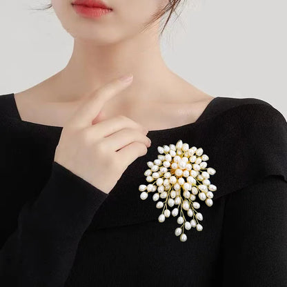 SUYU Pure Hand Woven Imitation Pearl Brooch Corsage Versatile Sweater Accessory Brooch