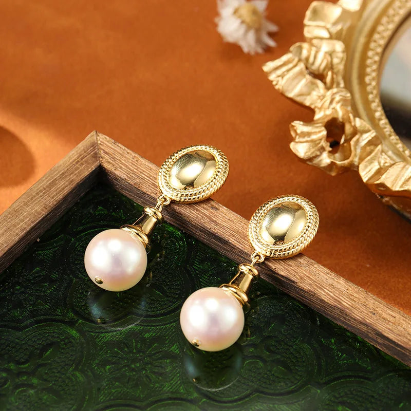 SUYU Retro Women's Light Luxury Classic Water Drop Pearl Imitation Design Earrings Simple And Versatile Earrings Fashion Jewelry