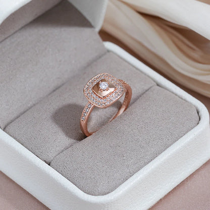 Wbmqda Luxury Full Zircon Finger Ring For Women 585 Rose Gold Color Fashion Bride Wedding Party Fine Jewelry Accessories