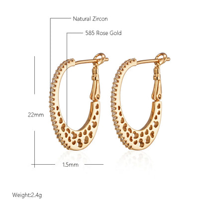 Wbmqda New Fashion Hollow Love Shape 585 Rose Gold Color Natural Zircon Drop Earrings For Women Girl Wedding Party Fine Jewelry