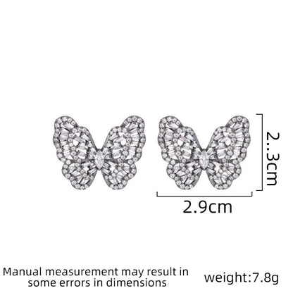 SUYU Women's Light Luxury Design Elegant Hollow Butterfly Earrings Fashionable and Versatile Unique Design Feeling Earrings