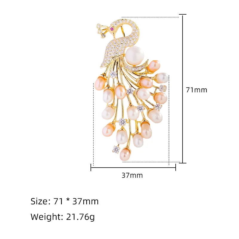 SUYU Summer New Fashion Simulation Pearl Exaggerated Design Peacock Brooch Cheongsam Coat Accessories Pins