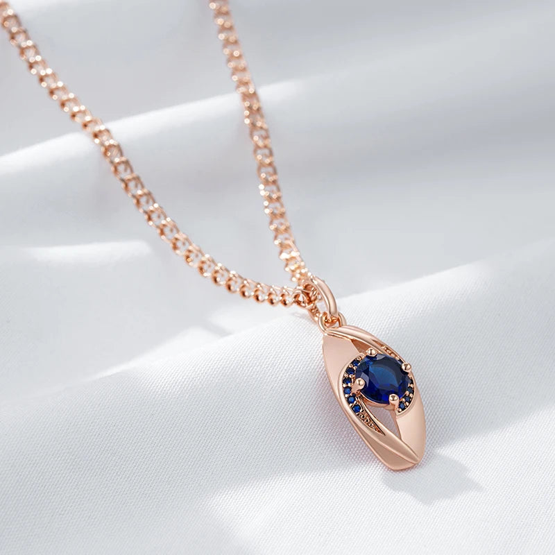 Kienl Classic Snail Chain 585 Rose Gold Color Pendant Necklace Women Blue Natural Zircon Accessories High Quality Daily Jewelry