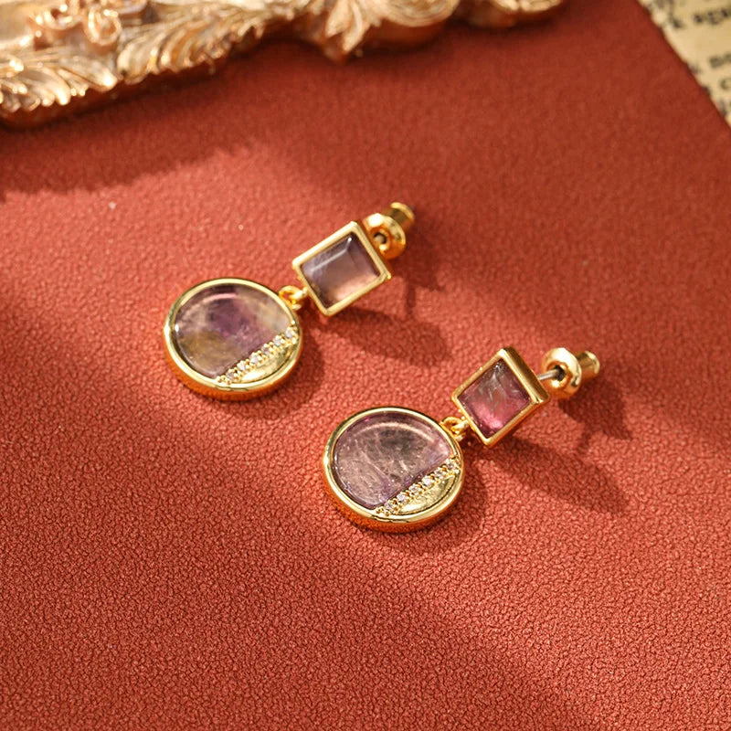 SUYU Fashionable Women's Light Luxury Design Square Circular Earrings Long Geometric Design Niche Accessories Earrings Trend