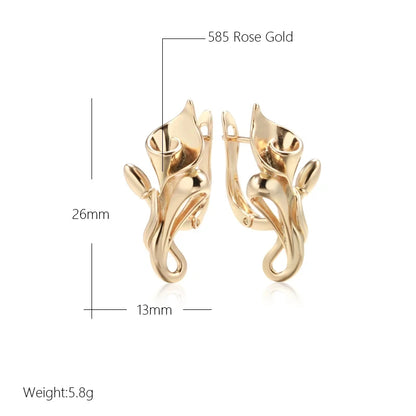 Wbmqda Elegant Fashion Tulip Shape Drop Earrings For Women 585 Rose Gold Color High Quality Daily Jewelry Trend 2023 New Items