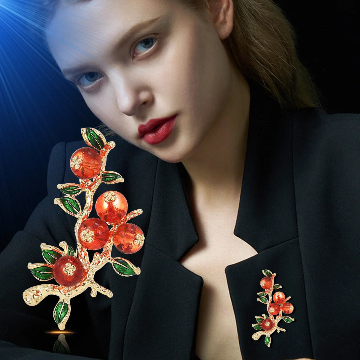 SUYU Red Flower Fruit Brooch For Women Exquisite And Luxurious Design Elegant And Fashionable Brooch Fashionable Jewelry