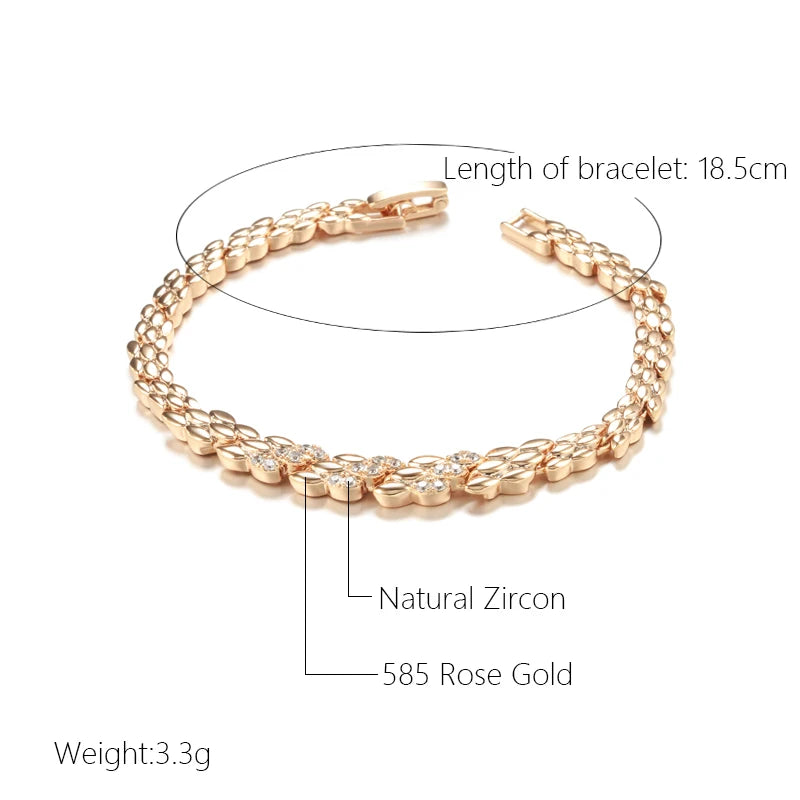 Kinel Fashion 585 Rose Gold Color Bracelet For Women Luxury Natural Zircon Bride Fine Wedding Daily Fine Jewelry 2022 New