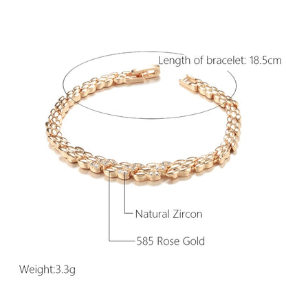 Kinel Fashion 585 Rose Gold Color Bracelet For Women Luxury Natural Zircon Bride Fine Wedding Daily Fine Jewelry 2022 New