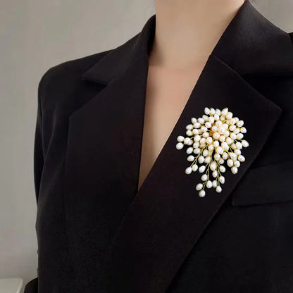 SUYU Pure Hand Woven Imitation Pearl Brooch Corsage Versatile Sweater Accessory Brooch