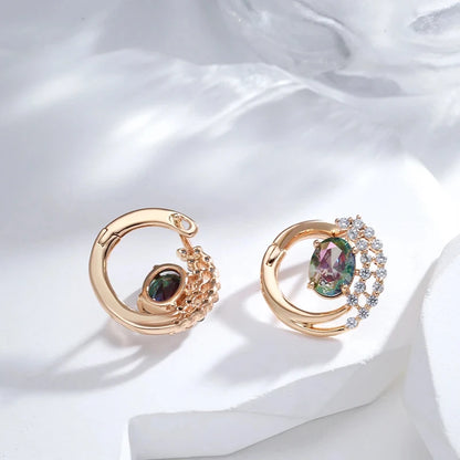 Wbmqda Unique Colorful Natural Zircon Drop Earrings For Women 585 Rose Gold Color Fashion Crystal Flower Jewelry Accessories