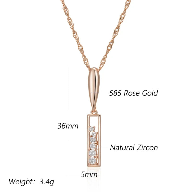 Wbmqda Simple 585 Rose Gold Color Zircon Pendant And Necklace For Women High Quality Daily Jewelry Accessories