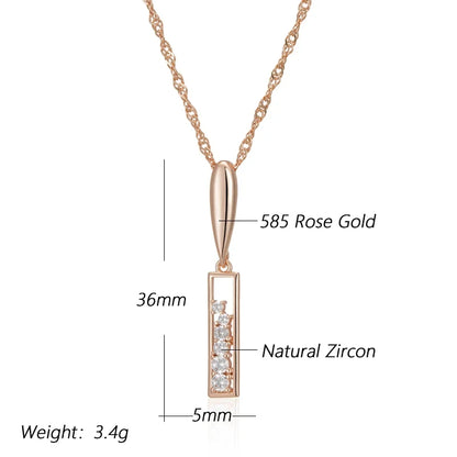 Wbmqda Simple 585 Rose Gold Color Zircon Pendant And Necklace For Women High Quality Daily Jewelry Accessories