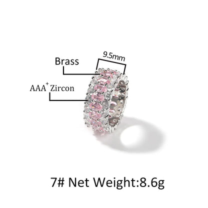 SUYU Oval Ring Couple Style Fashion Simple Pink Zircon Copper Micro Set Zircon Personalized Design