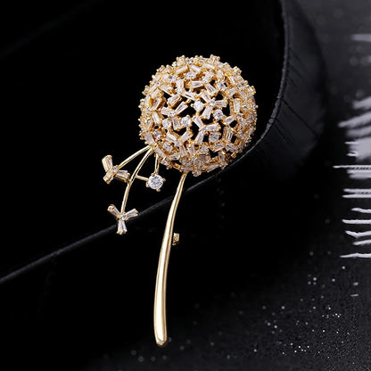 SUYU Fashion Brooch Cubic Zirconia Inlaid Temperament Corsage Women's Suit Dress With Dandelion Brooch