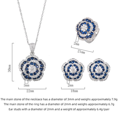 SUYU Autumn New Design Fashion Jewelry Zircon Micro Inlaid Rose Style Light Luxury Set For Women