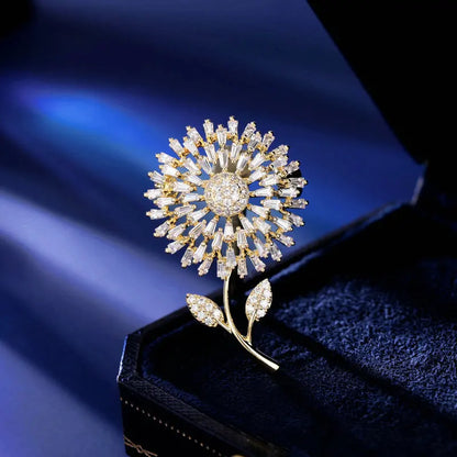 SUYU Women's Luxury Design Feeling Dandelion Brooch Unique Fashion Clothing Zircon Flower Brooch Holiday Gift