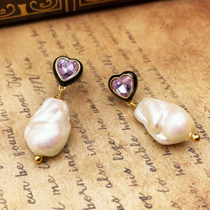 SUYU Spring New French Retro Women's Luxury Simulation Pearl Earrings Light Luxury Love Dropping Glaze Earrings Fashion Jewelry