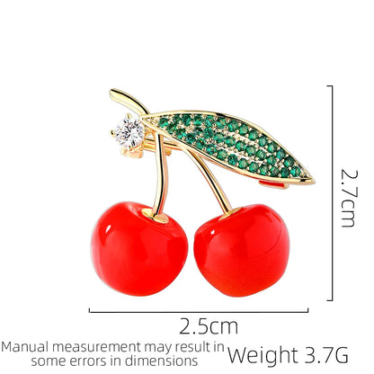 SUYU New Style Small Fragrant Red Cherry Brooch Personalized And Fashionable Fruit Brooch Women's Pin Clothing Accessories