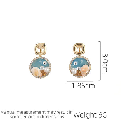 SUYU Enamel Drop Glaze Earrings Zircon Fashion Design Elegant Pearl Imitation Earrings Women's Earrings