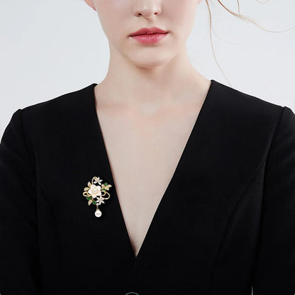 SUYU   Flower And Leaf Brooch Fashion Corsage Coat Suit Accessories