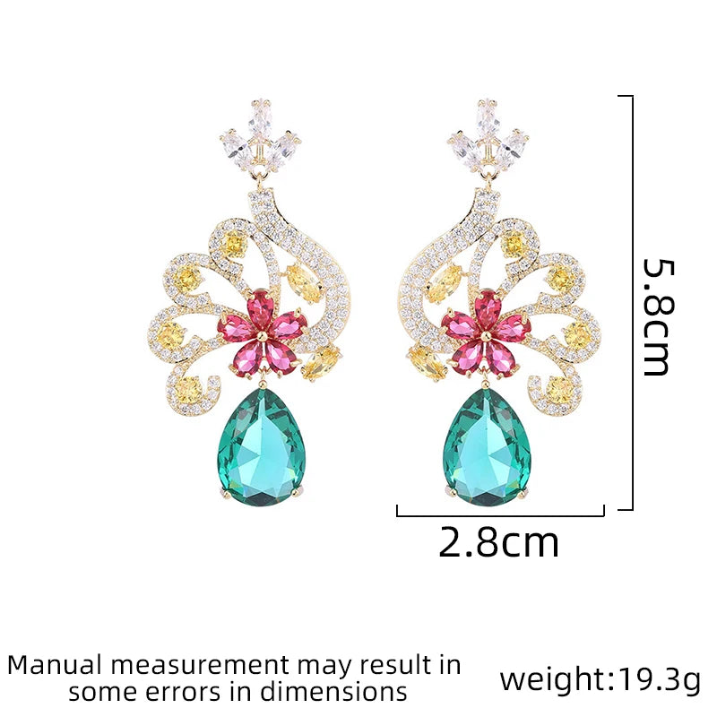 SUYU Ladies Light Luxury Design Elegant Water Droplet Peacock Earrings Fashion Versatile and Unique Design Sense Earrings