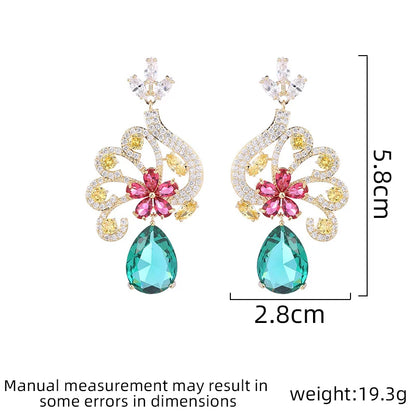 SUYU Ladies Light Luxury Design Elegant Water Droplet Peacock Earrings Fashion Versatile and Unique Design Sense Earrings