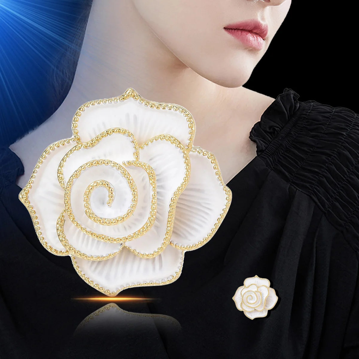 SUYU Women's Light Luxury Vintage Versatile Small Fragrant Mountain Camellia Brooch Stylish and Elegant Classic Brooch