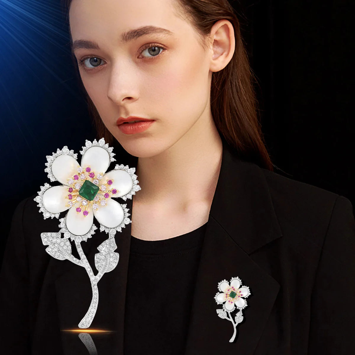 Fashionable And Elegant Women's Light Luxury Design Flower Brooch Versatile Accessories