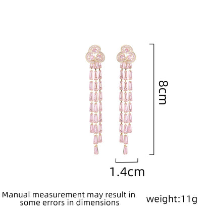 SUYU Women's Light Luxury Design Elegant Long Tassel Earrings Fashionable and Versatile Unique Design Feeling Earrings