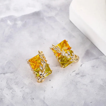 Wheat Ear Yellow Zircon Earrings For Women With Light Luxury Temperament Autumn New Trendy Fashion Style Earrings Holiday Gifts