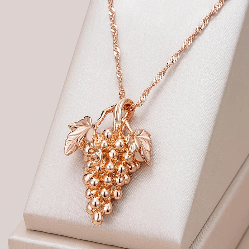 Wbmqda Grape Shape Pendant And Necklace For Women 585 Rose Gold Color Fashion Holiday Jewelry