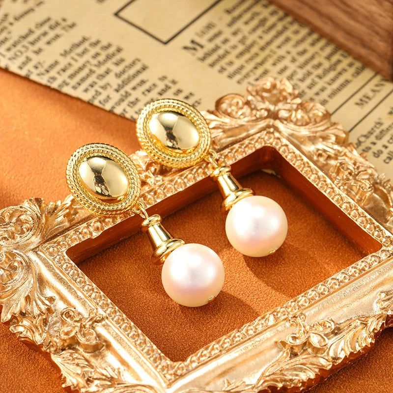 SUYU Retro Women's Light Luxury Classic Water Drop Pearl Imitation Design Earrings Simple And Versatile Earrings Fashion Jewelry